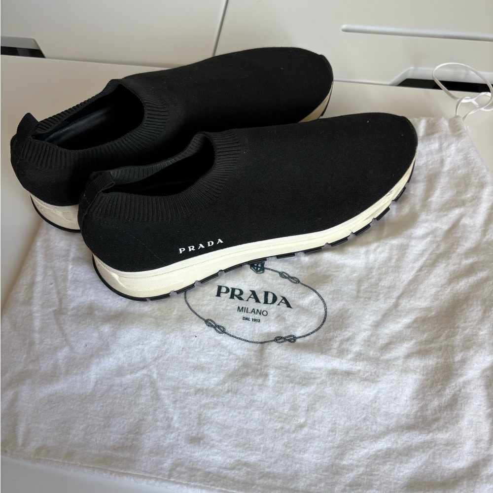 Prada Women’s Knit Black Slip-On Sneakers